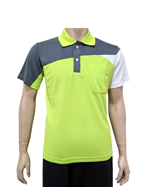 POLO衫短袖訂製-上灰下綠拼接白 <span>PCANB-P01-00482</span>示意圖
