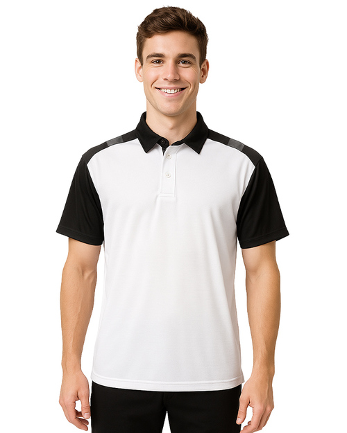 POLO衫短袖訂製｜肩接片白配黑灰｜<span>PCANB-P01-00486</span>示意圖