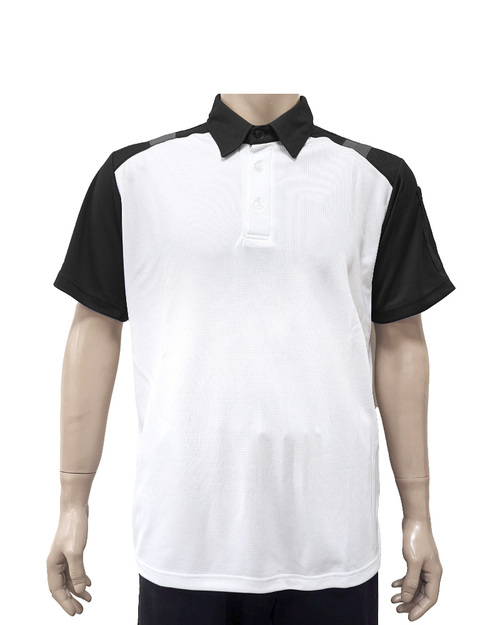 POLO衫短袖訂製-肩接片白配黑灰 <span>PCANB-P01-00486</span>示意圖