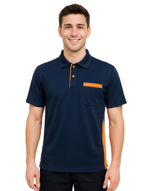 POLO衫短袖訂製｜腰側接片後出芽｜丈配橘｜<span>PCANB-P01-00488</span>示意圖