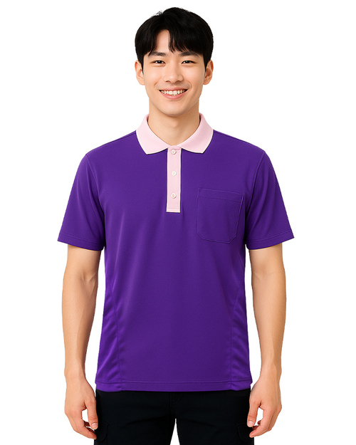 POLO衫短袖訂製｜腰側口袋｜紫配粉｜<span>PCANB-P01-00492</span>示意圖