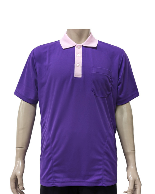 POLO衫短袖訂製-腰側口袋-紫配粉 <span>PCANB-P01-00492</span>示意圖