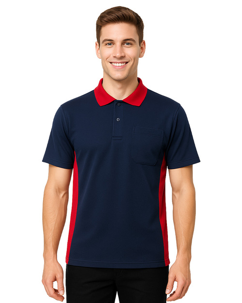 POLO衫短袖訂製｜腰側剪接｜丈青配紅｜<span>PCANB-P01-00499</span>示意圖