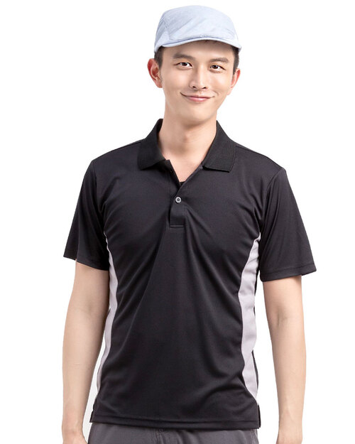 POLO衫短袖腰接造型訂製款-黑接灰 <span>PCANB-P01-00441</span>示意圖