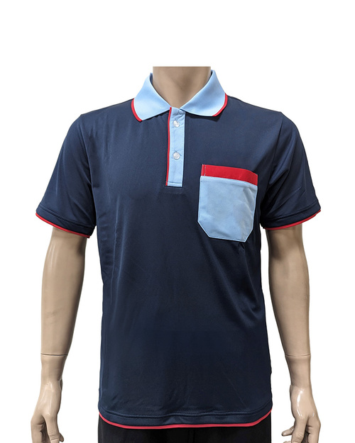 POLO衫訂製中性短袖-中門襟家口袋-丈青配水藍紅 <span>PCANB-S01-00475</span>示意圖