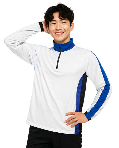 POLO衫訂製｜長袖/拉鍊式立領衫｜白寶藍黑｜<span>PCANB-S22-00395</span>示意圖