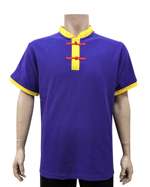 POLO衫訂製 立領一字釦 接袖紫配黃 <span>PCANB-S41-00471</span>示意圖