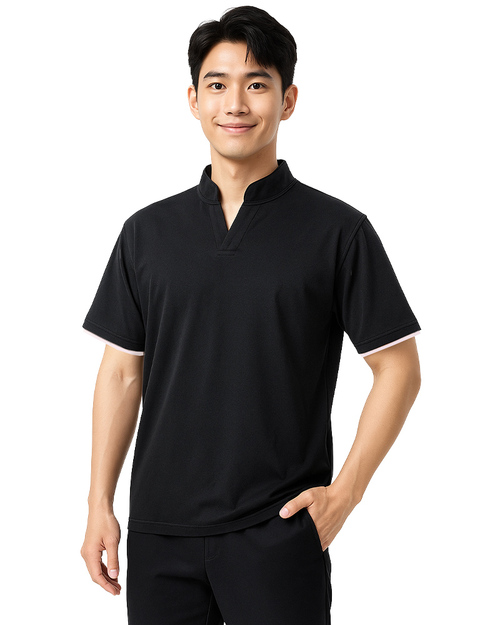 POLO衫訂製｜立領V領 黑色｜<span>PCANB-S41-00475</span>示意圖