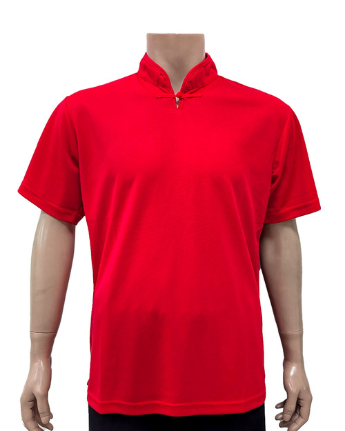 POLO 訂製 立領一字釦 短袖 中性  紅色 <span>PCANB-S41-00486</span>示意圖