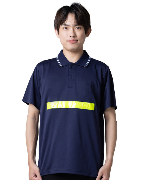 高可視性反光短袖POLO制服-黃色反光條 丈青 <span>PCANB-S61-00492</span>示意圖