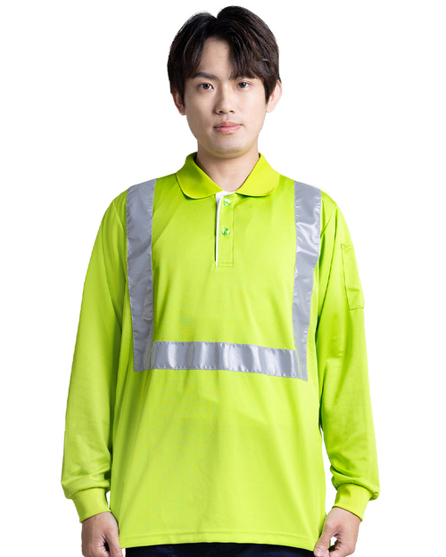 職安工作POLO衫-高可視性反光長袖POLO制服-果綠 <span>PCANB-S62-00490</span>示意圖
