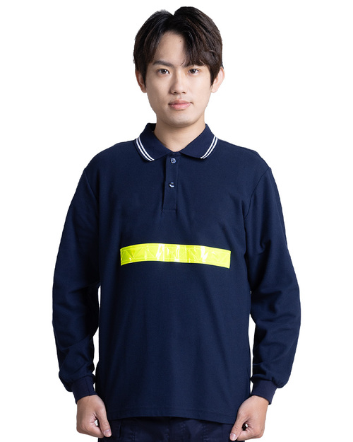 職安工作POLO衫-黃色反光條 丈青 <span>PCANB-S62-00491</span>示意圖