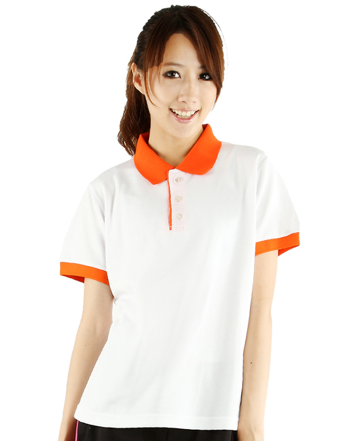 POLO衫訂製款腰身-白/橘<span>PCANG-P01-00313</span>示意圖
