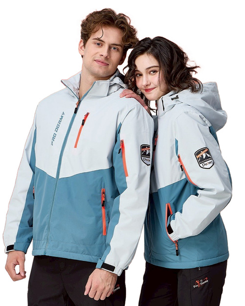 可拆帽毛裡外套-灰配藍<span>PD-J33809</span>示意圖