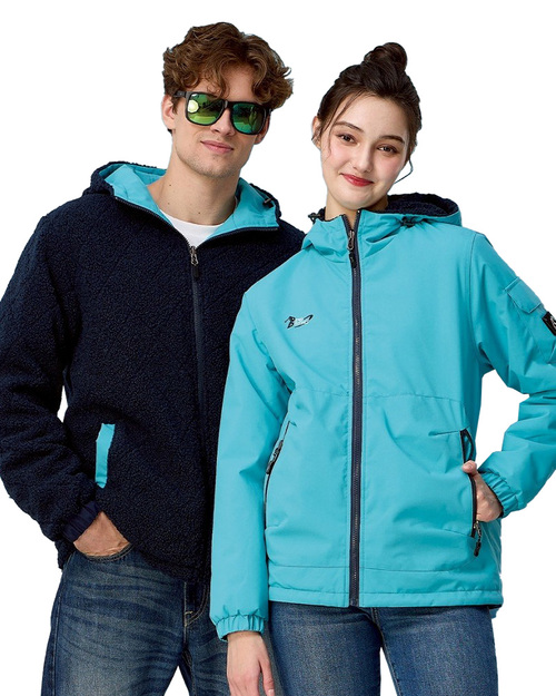 連帽雙面穿鋪棉外套-水藍 <span>PD-J33821</span>示意圖