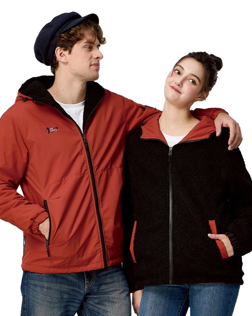 連帽雙面穿鋪棉外套-磚紅 <span>PD-J33823</span>示意圖