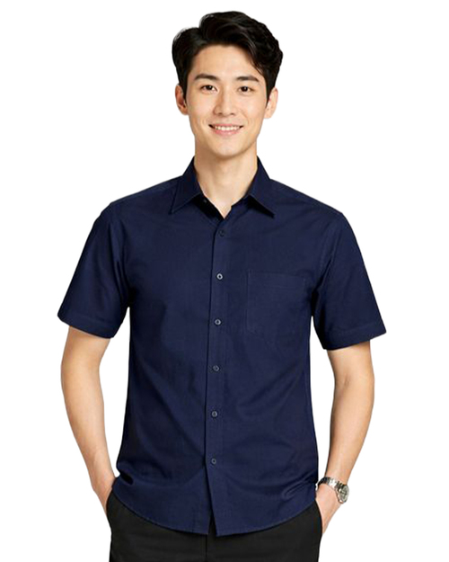 男款商務短袖襯衫-丈青｜訂製制服｜ <span>SCANB-605-A01-01b</span>示意圖
