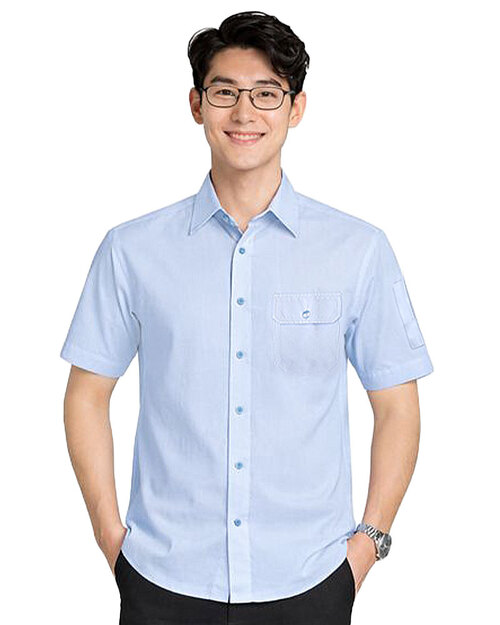 男款商務短袖襯衫-水藍｜訂製制服｜ <span>SCANB-605-A01-03</span>示意圖