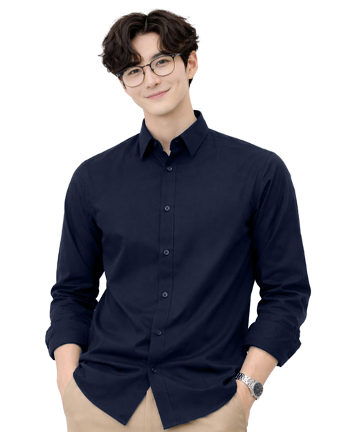 男款商務長袖襯衫｜丈青｜訂製制服｜<span>SCANB-605-1B-B02-09</span>示意圖