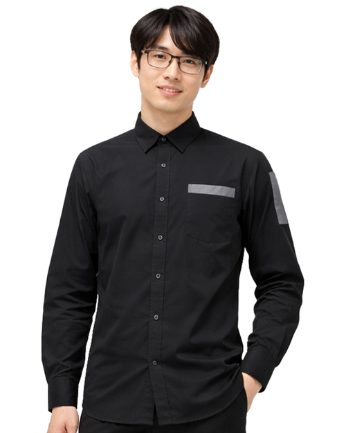 工作服長袖訂製款｜長袖 黑配灰｜<span>SCANB-B02-10</span>示意圖