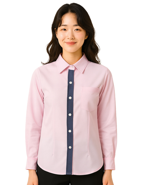 專櫃襯衫訂製｜長袖 粉配灰｜<span>SCANGL-A02-04</span>示意圖