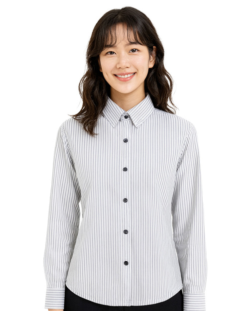專櫃襯衫訂製｜長袖 白條紋黑｜<span>SCANGL-A02-06</span>示意圖