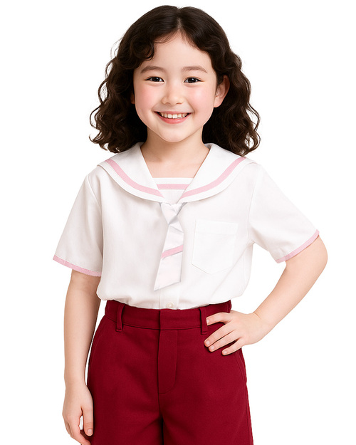校服制服短袖  白配紅 <span>SCHUNI-B04</span>示意圖