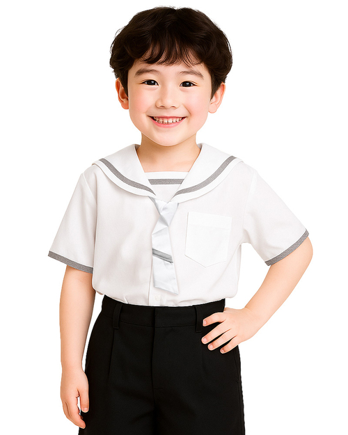 校服制服短袖  白配黑 <span>SCHUNI-B03</span>示意圖