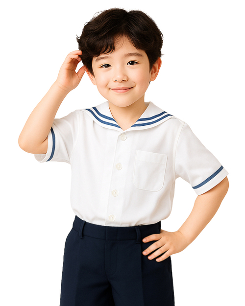 校服制服短袖-白配丈青 <span>SCHUNI-B05</span>示意圖