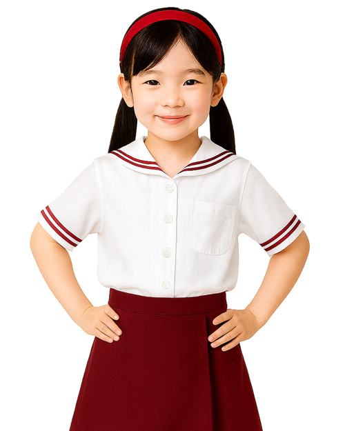 校服制服短褲裙-白配暗紅 <span>SCHUNI-B06</span>示意圖