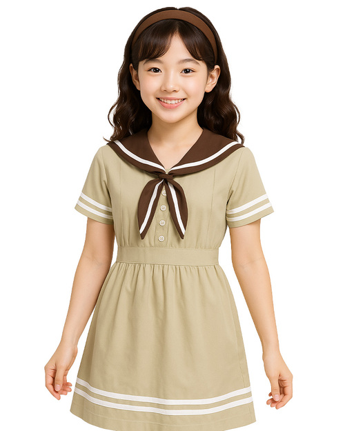 合唱團服 水手洋裝 訂製 卡其<span>SHO-D14b</span>示意圖
