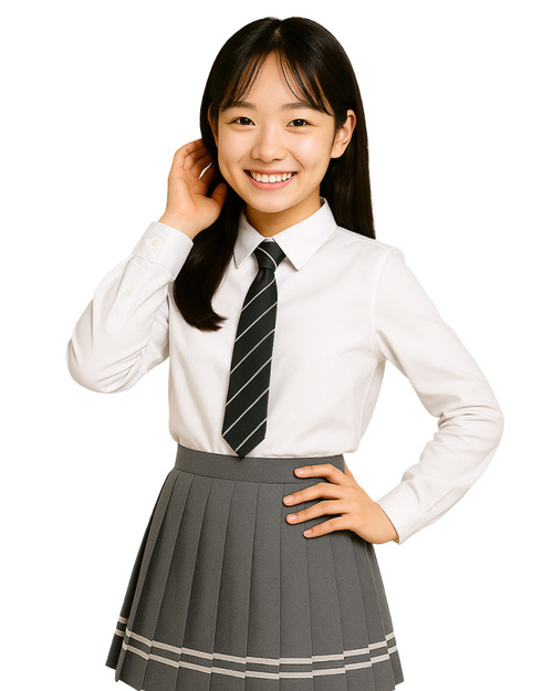 合唱團服 襯衫裙裝 白配深灰 <span>SHO-D20</span>示意圖
