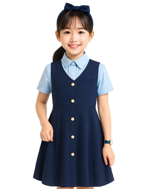 合唱團服 藍色連身百摺洋裝｜ <span>SHO-D31</span>示意圖