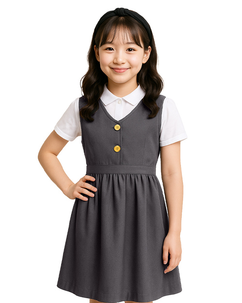 合唱團服 洋裝 灰配金釦｜ <span>SHO-D32</span>示意圖