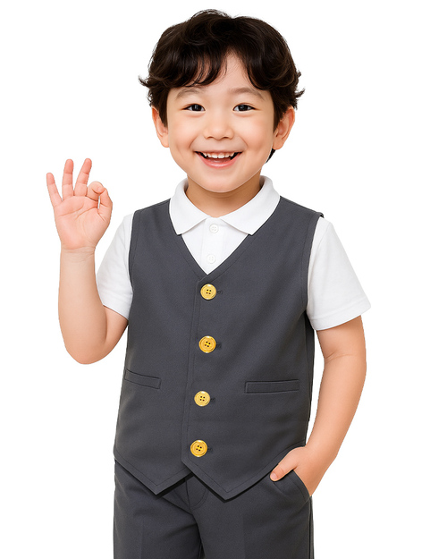 合唱團服 背心 灰配金釦｜ <span>SHO-D33</span>示意圖