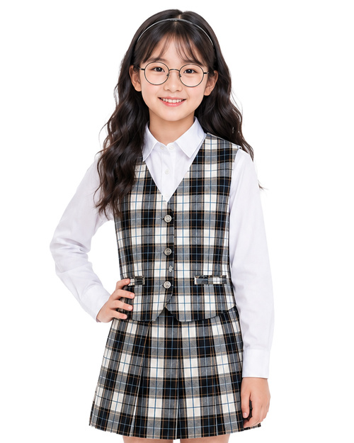 學院風樂團表演服｜格紋背心兩件式｜<span>SHO-D35</span>示意圖