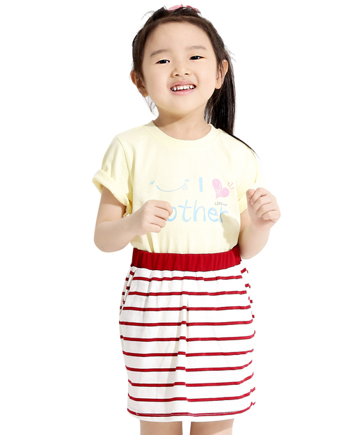 條紋 窄裙 白底紅條 童<span>SKCANK-B01-00442</span>示意圖