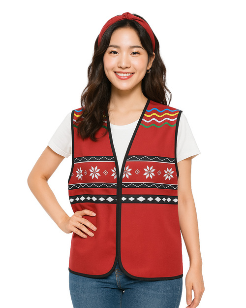 阿美族圖騰背心｜訂製款-紅底太陽圖騰｜<span>SU-E07C</span>示意圖