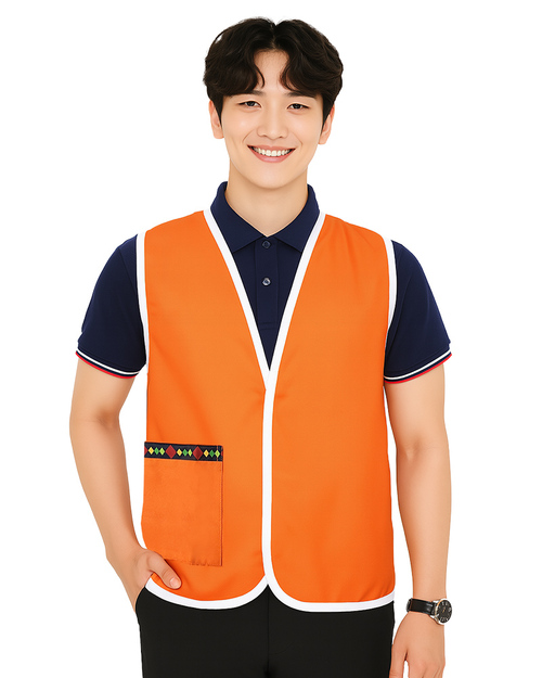 昇華背心 圖騰口袋 反光條背心 訂製款 橘色 <span>SU-E08</span>示意圖