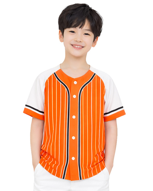 棒球服昇華訂製款-桔配白｜<span>SUBES-B1-01</span>示意圖