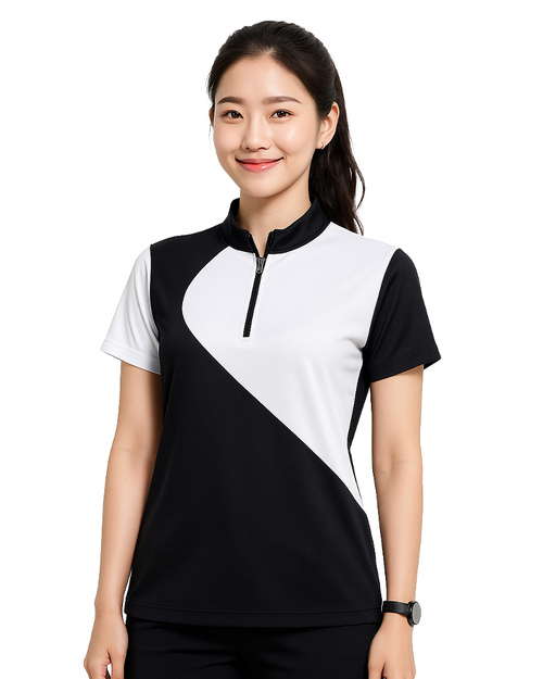 昇華POLO衫-拉鍊式立領衫-黑白｜ <span>SUP-A20</span>示意圖