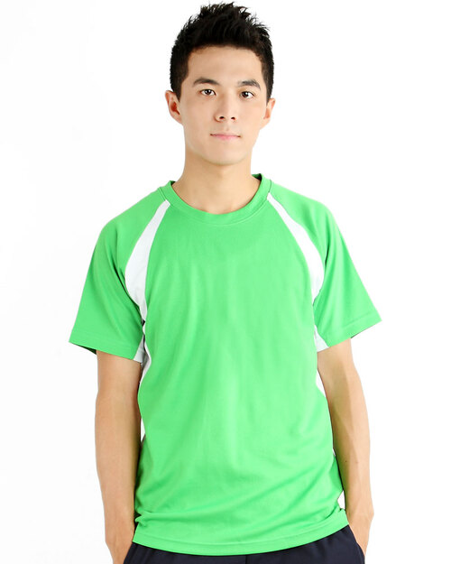 T恤訂製款圓領運動風中性-綠接白  <span>tcanb-a01-00030</span>示意圖