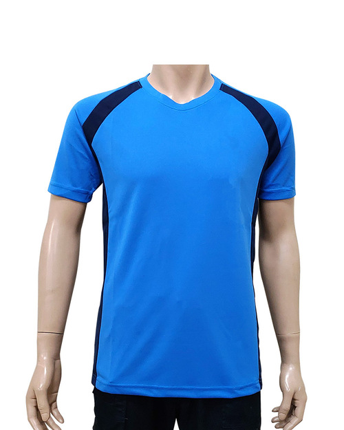 客製圓領T恤-斜袖剪接-中藍配丈青 <span>TCANB-A02-00140</span>示意圖