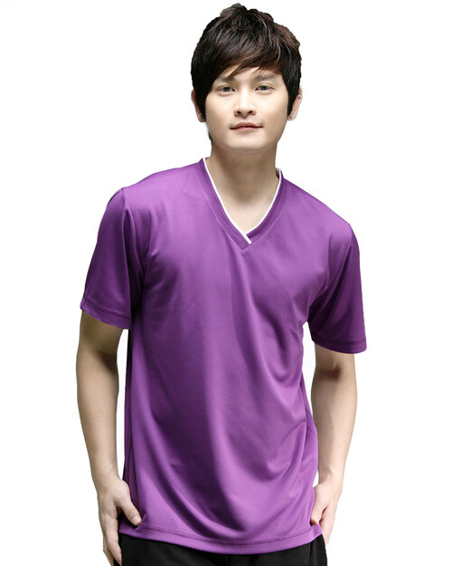 T恤訂製款v領休閒風中性-紫出白<span>tcanb-b01-00041</span>示意圖