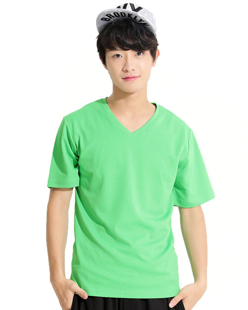 T恤訂製款v領素色中性-果綠 <span>tcanb-b01-00047</span>示意圖