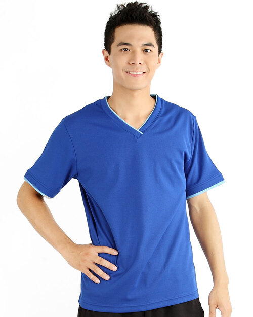 T恤訂製款v領素色中性-寶藍配水藍<span>tcanb-b01-00049</span>示意圖