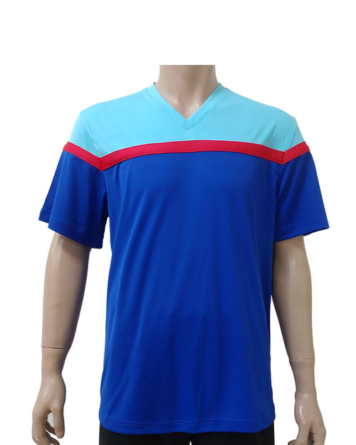 T恤 訂製 V領短袖 中性 寶藍配天藍紅 <span>TCANB-B05-00001</span>示意圖