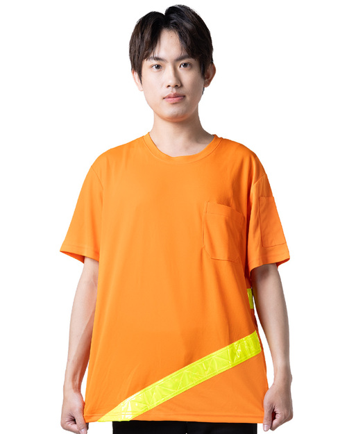 反光職安工作T恤訂製-高可視性短袖制服 橘色素面 <span>TCANB-S61-00001</span>示意圖