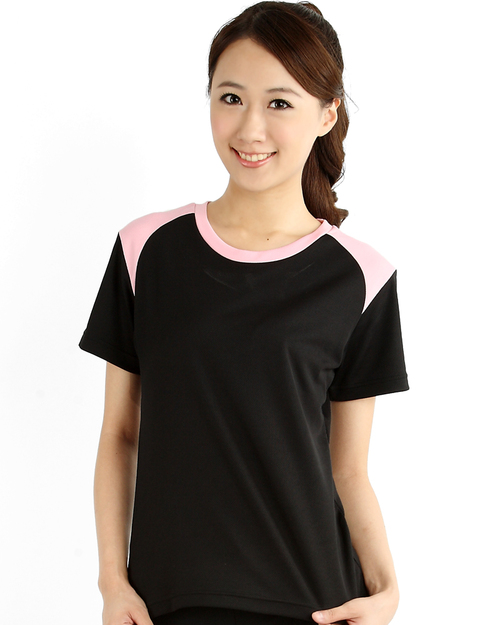 T恤訂製款運動風腰身-黑粉紅<span>tcang-a01-00057</span>示意圖