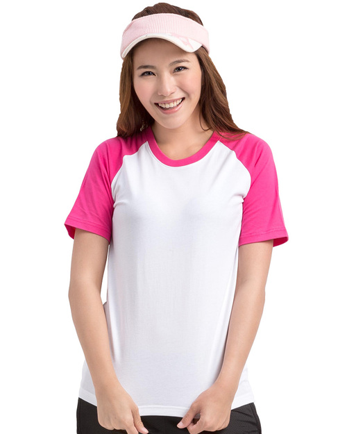 客製化T恤斜袖腰身-桃紅白<span>TCANG-A01-00215</span>示意圖